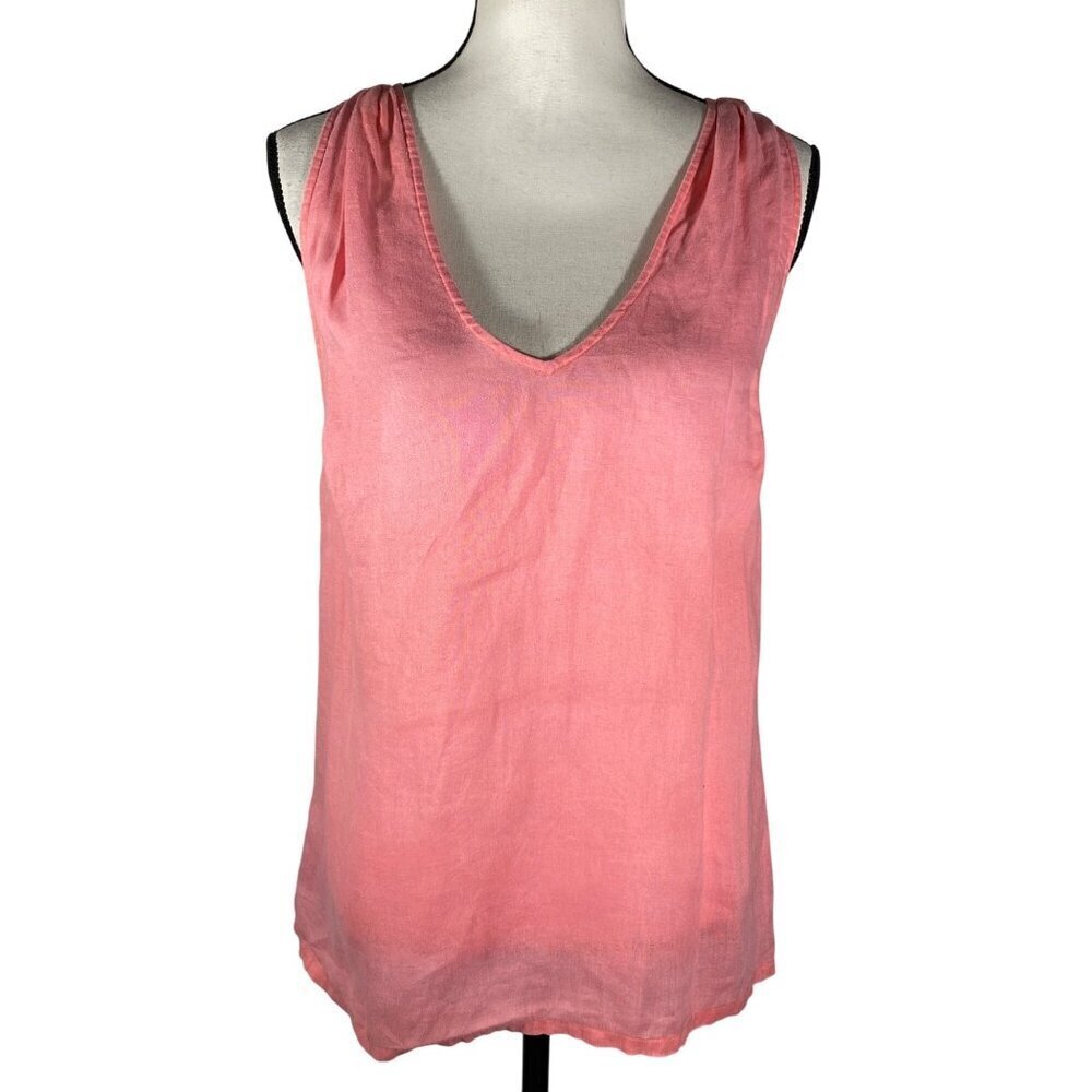 Linen Tommy Bahama pink Sleeveless V-Neck Top With Back Tie Detail S/P
